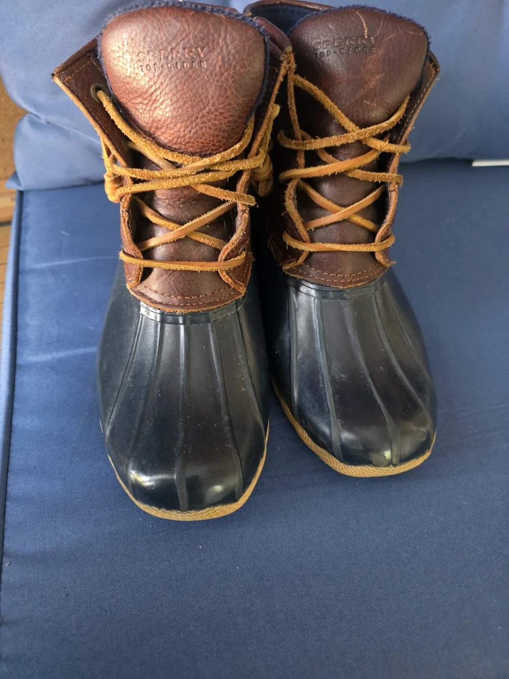 Sperry Saltwater Duck Boots STS91175 Brown Navy Waterproof Outdoor Women’s 7